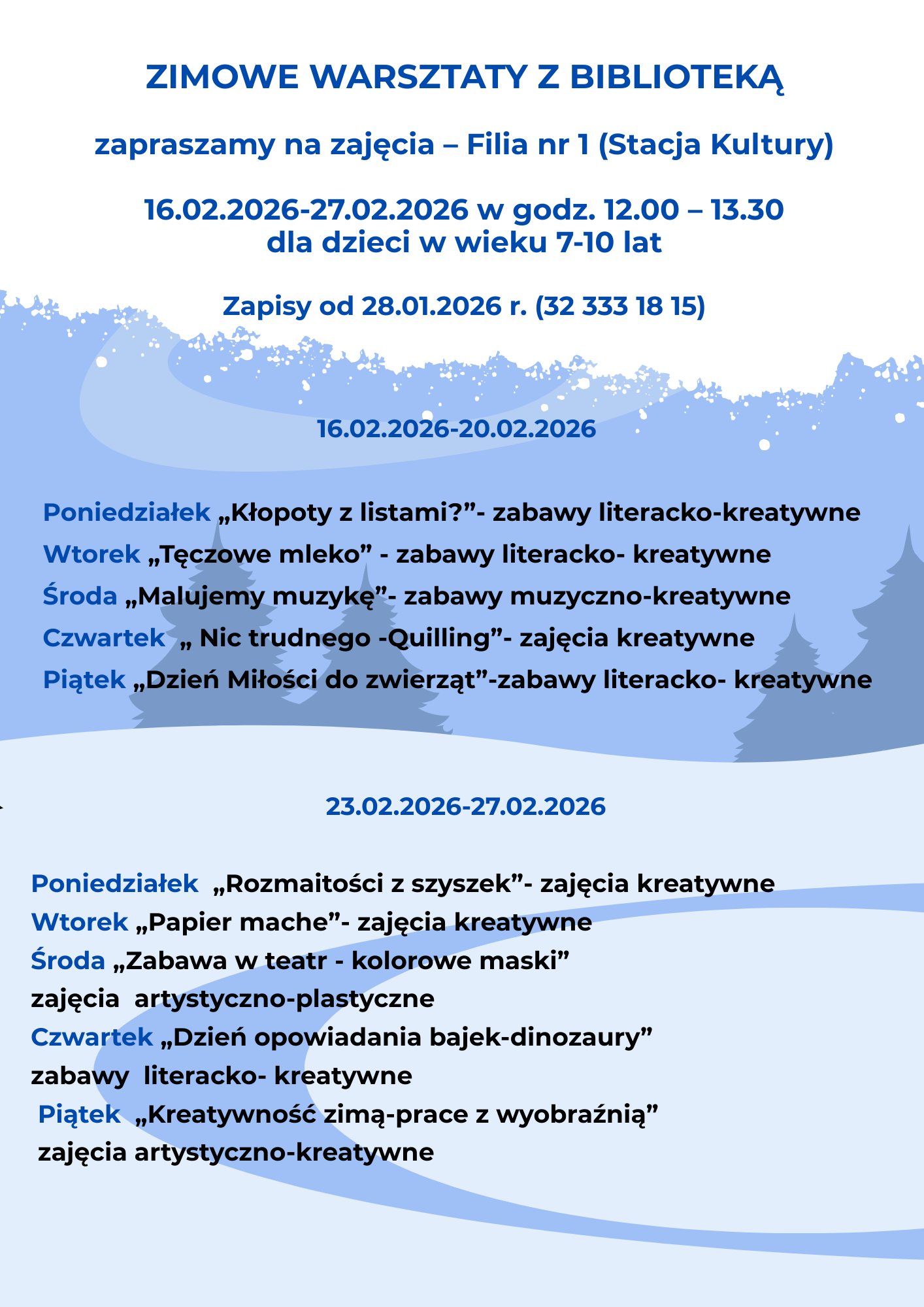 Zimowe warsztaty z&nbsp;biblioteką - Filia nr 1 (Stacja kultury)