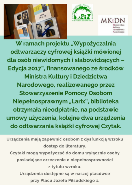 Biblioteka otrzymała kolejne dwa czytaki dla osób z dysfunkcją wzroku.