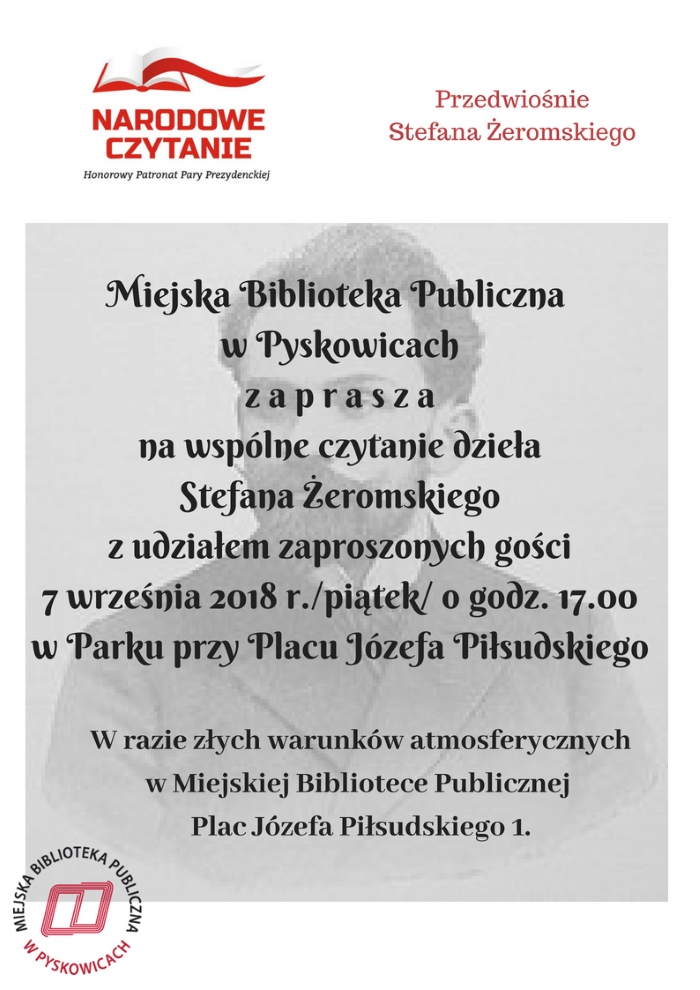 W piątek (7 września) o godz. 17.00 Zapraszamy do MBP Pyskowice, adres Pl. marsz. Piłsudskiego 1