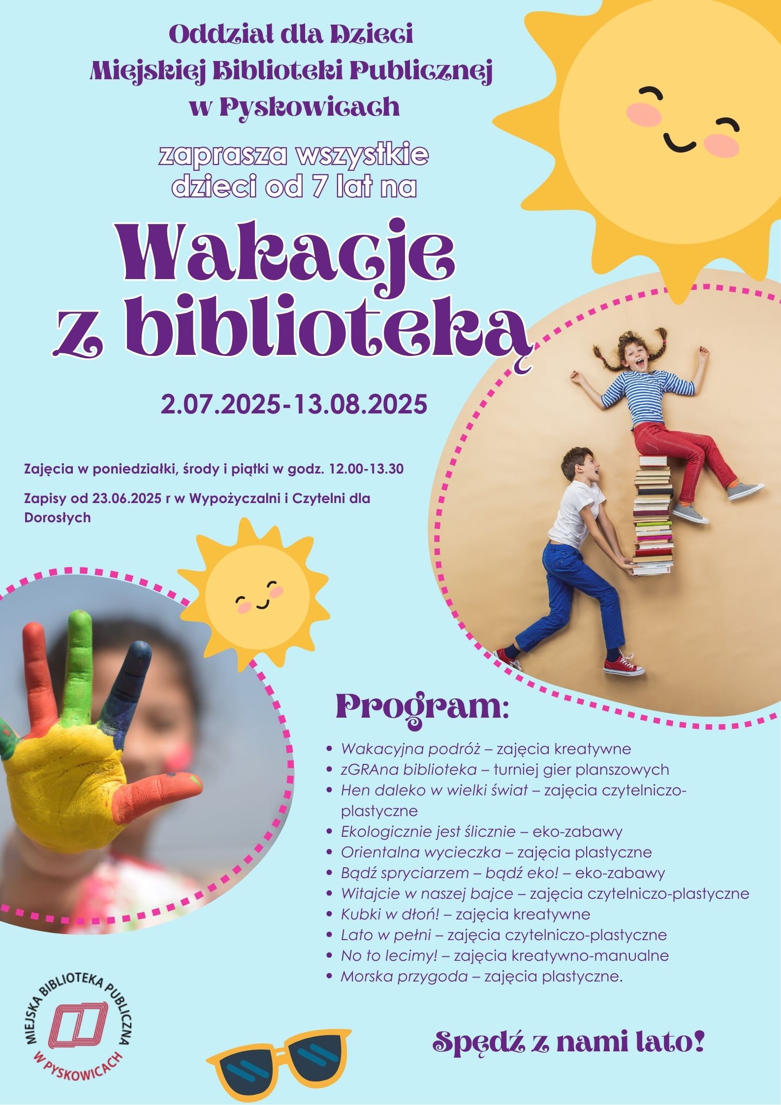 Wakacje 2025 - Zaprasza Oddział dla Dzieci od 2 lipca do 13 sierpnia 2025 roku po więcej informacji prosimy o kontakt